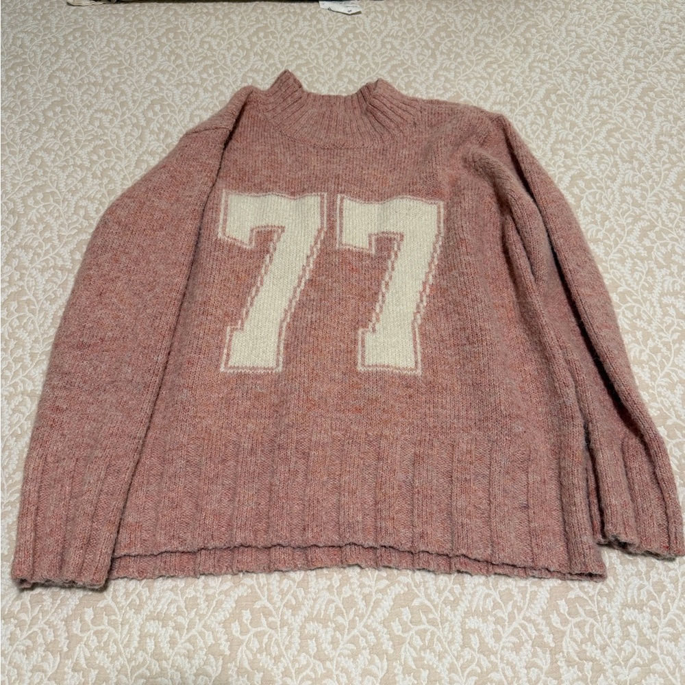 Women’s American Eagle Pink Sweater with Number 77